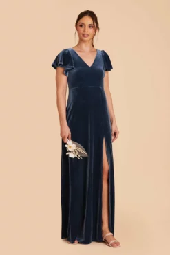 Hannah Velvet Dress - Storm Blue -US Skirt Sales 2024 storm blue hannah velvet bridesmaid dress 02