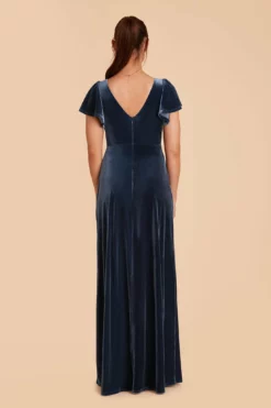 Hannah Velvet Dress - Storm Blue -US Skirt Sales 2024 storm blue hannah velvet bridesmaid dress 05