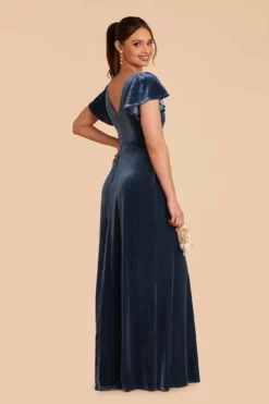 Hannah Velvet Dress - Storm Blue -US Skirt Sales 2024 storm blue hannah velvet bridesmaid dress 06