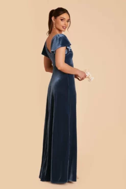 Hannah Velvet Dress - Storm Blue -US Skirt Sales 2024 storm blue hannah velvet bridesmaid dress 07
