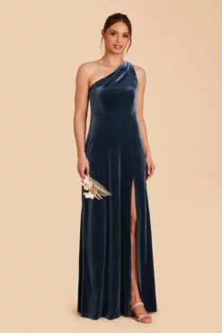 Kira Velvet Dress - Storm Blue -US Skirt Sales 2024 storm blue kira velvet bridesmaid dress 04