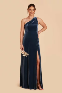 Kira Velvet Dress - Storm Blue -US Skirt Sales 2024 storm blue kira velvet bridesmaid dress 05