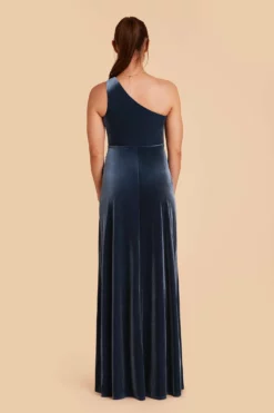 Kira Velvet Dress - Storm Blue -US Skirt Sales 2024 storm blue kira velvet bridesmaid dress 06