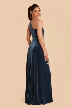 Kira Velvet Dress - Storm Blue -US Skirt Sales 2024 storm blue kira velvet bridesmaid dress 07