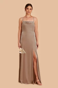 Ash Velvet Dress - Taupe -US Skirt Sales 2024 taupe ash convertible velvet bridesmaid dress 03