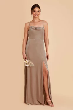 Ash Velvet Dress - Taupe -US Skirt Sales 2024 taupe ash convertible velvet bridesmaid dress 04