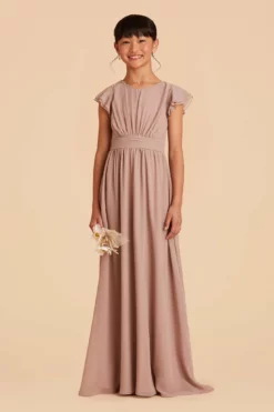 Celine Junior Dress - Taupe -US Skirt Sales 2024 taupe celine junior bridesmaid dress 02