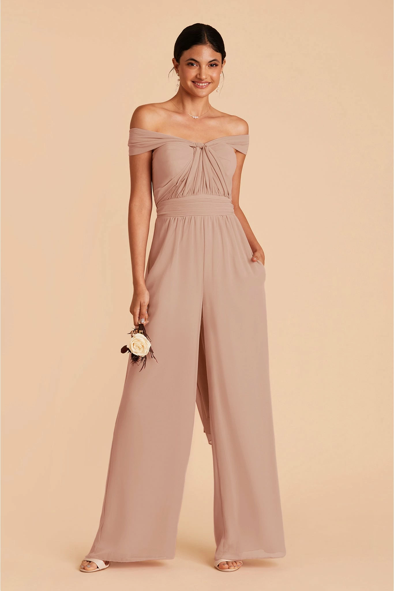 Gigi Convertible Jumpsuit - Taupe 3 Gigi Convertible Jumpsuit - Taupe - Image 3
