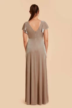 Hannah Velvet Dress - Taupe -US Skirt Sales 2024 taupe hannah velvet bridesmaid dress 04