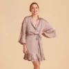 Kenny Ruffle Satin Robe - Mauve Taupe