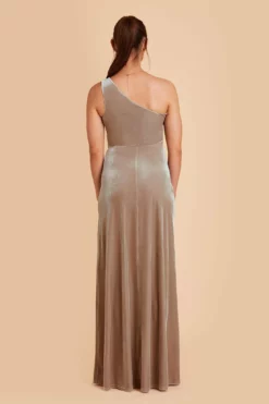Kira Velvet Dress - Taupe -US Skirt Sales 2024 taupe kira velvet bridesmaid dress 06