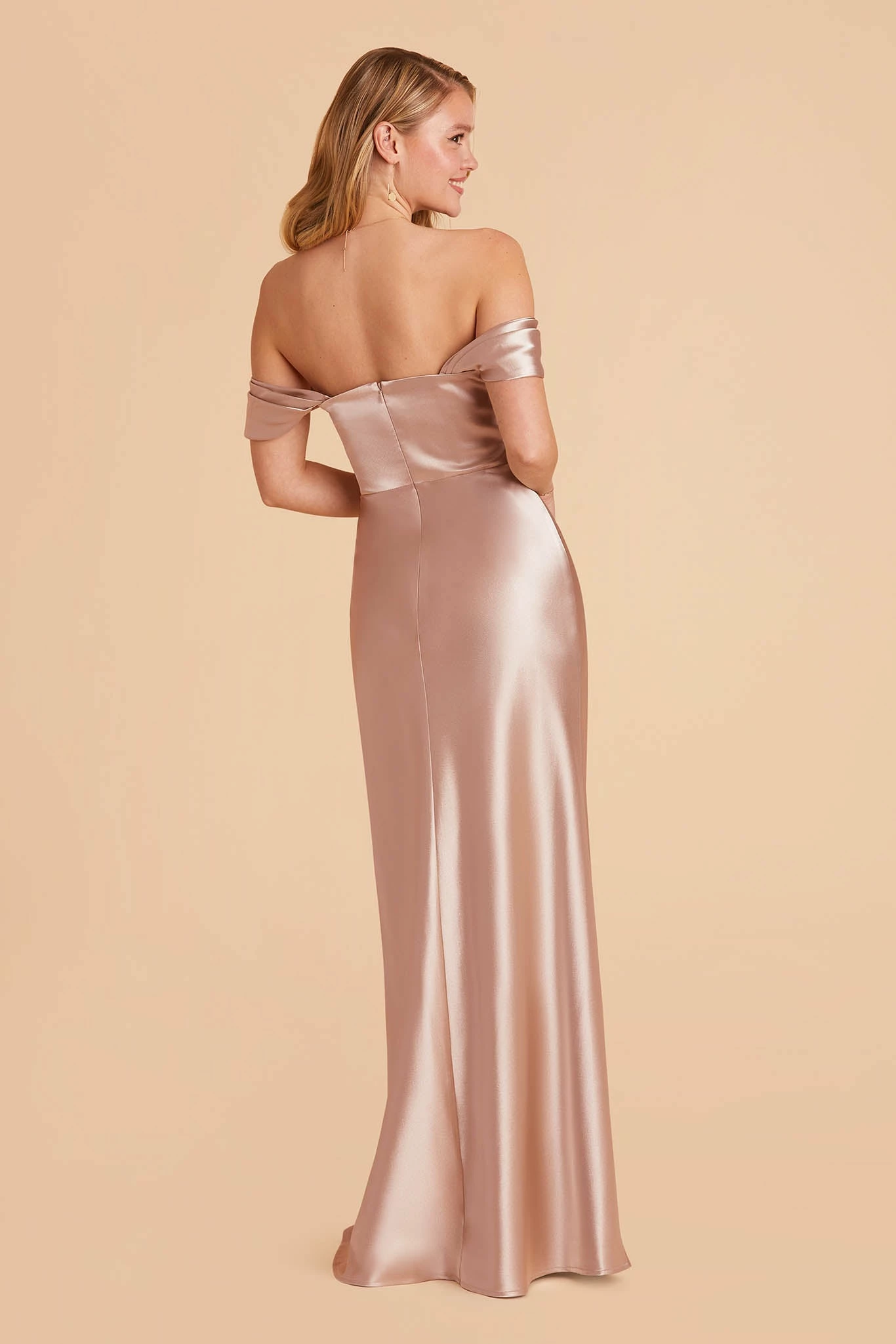 Mia Shiny Satin Convertible Dress - Taupe 9 Mia Shiny Satin Convertible Dress - Taupe - Image 9