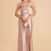 Mia Shiny Satin Convertible Dress - Taupe