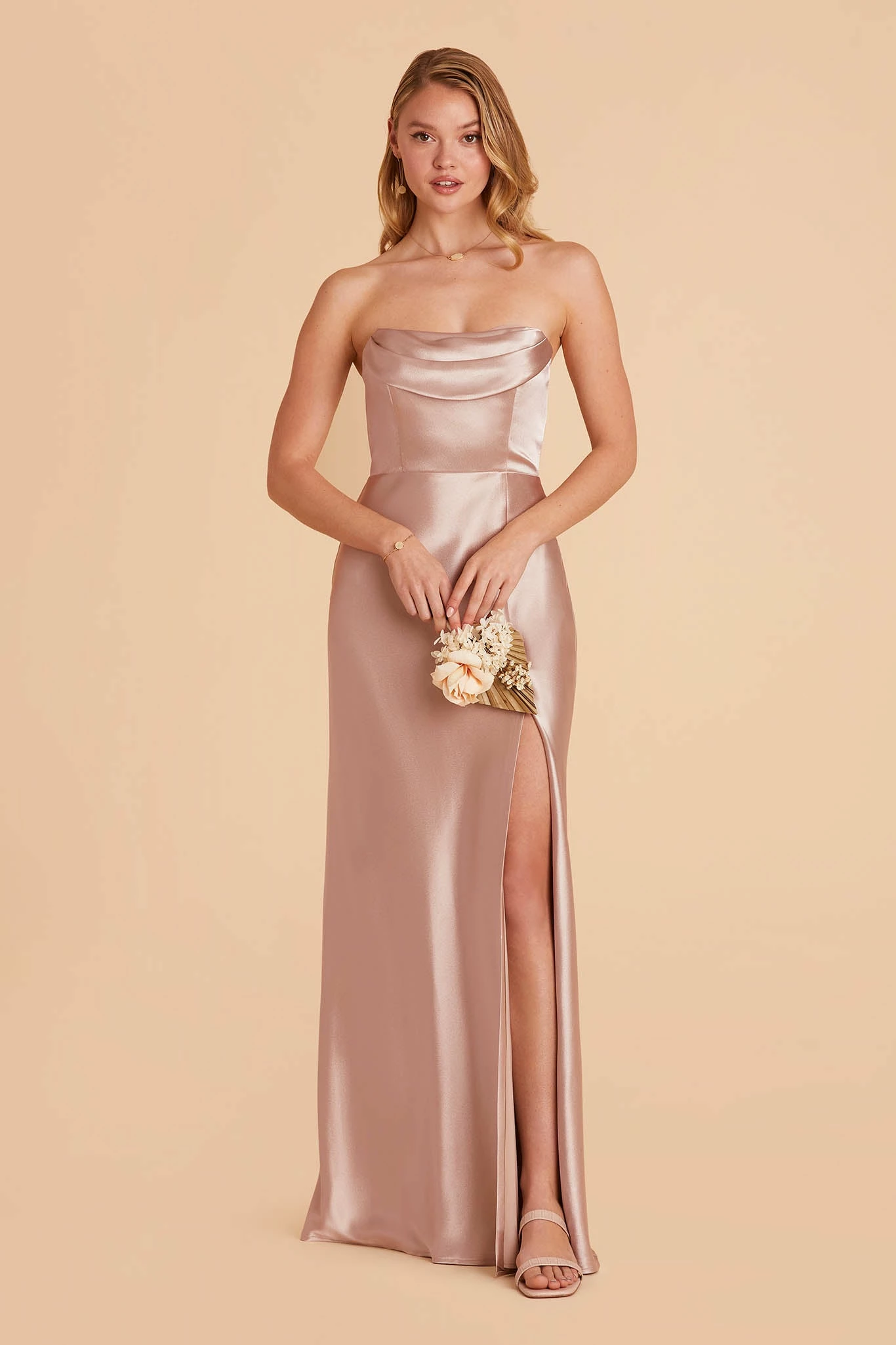 Mia Shiny Satin Convertible Dress - Taupe 11 Mia Shiny Satin Convertible Dress - Taupe - Image 11