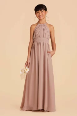 Sienna Junior Dress - Taupe -US Skirt Sales 2024 taupe sienna junior bridesmaid dress 03
