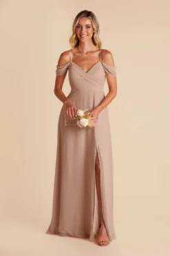 Spence Convertible Dress - Taupe -US Skirt Sales 2024 taupe spence convertible slit bridesmaid dress 02