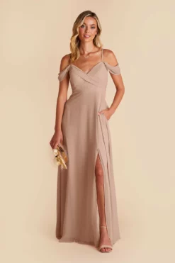 Spence Convertible Dress - Taupe -US Skirt Sales 2024 taupe spence convertible slit bridesmaid dress 04