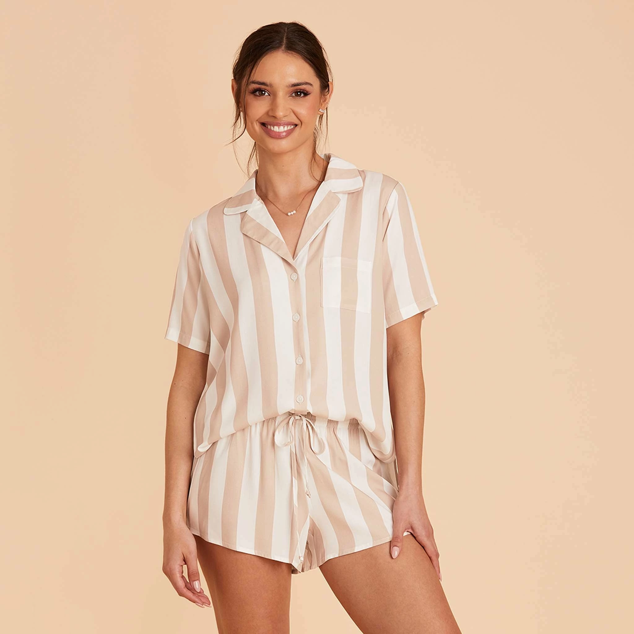 Eddie Pajama Set - Taupe Stripe 6 Eddie Pajama Set - Taupe Stripe - Image 6