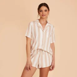 Eddie Pajama Set - Taupe Stripe