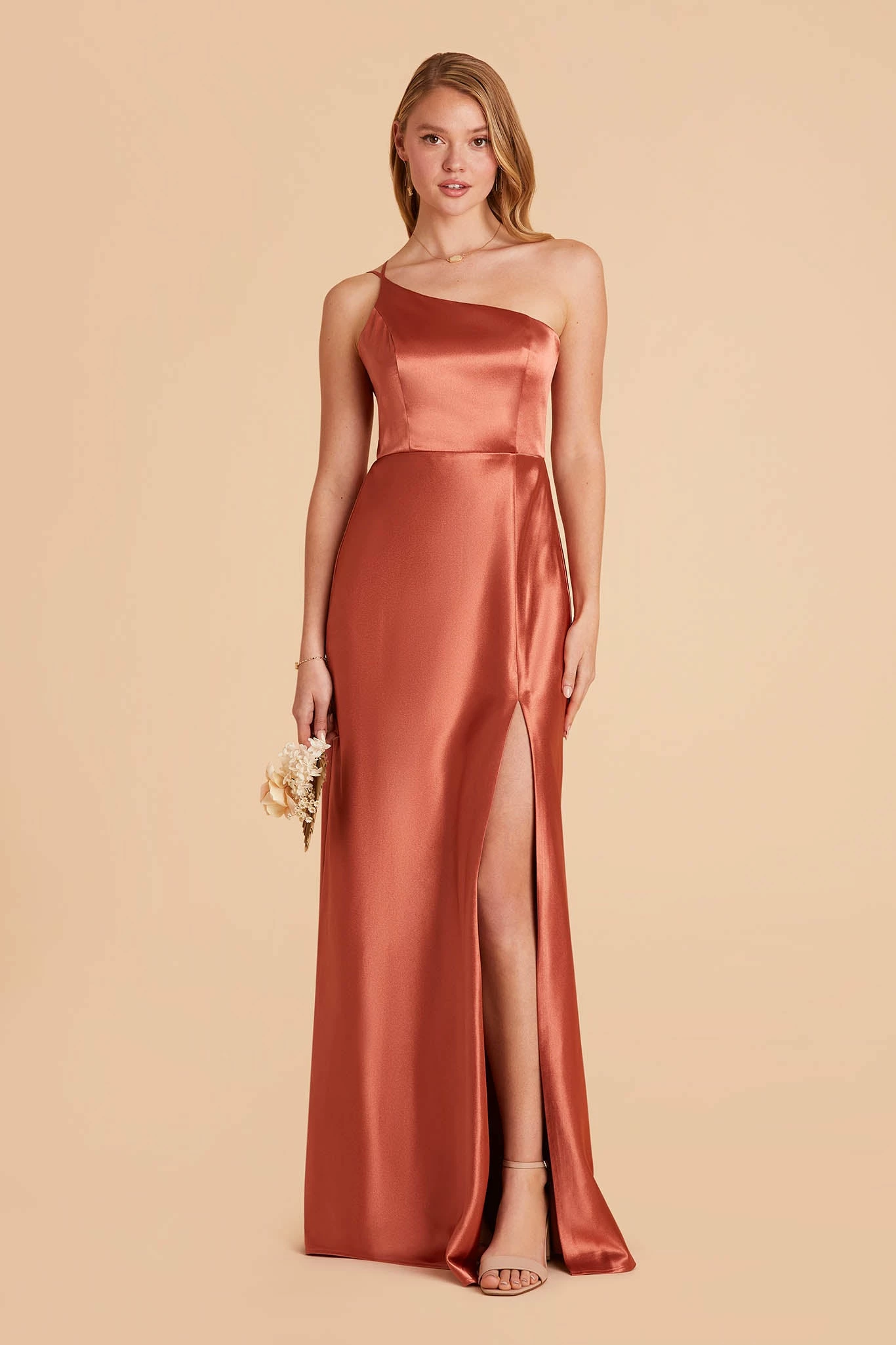Kensie Shiny Satin Dress - Terracotta 1 Kensie Shiny Satin Dress - Terracotta