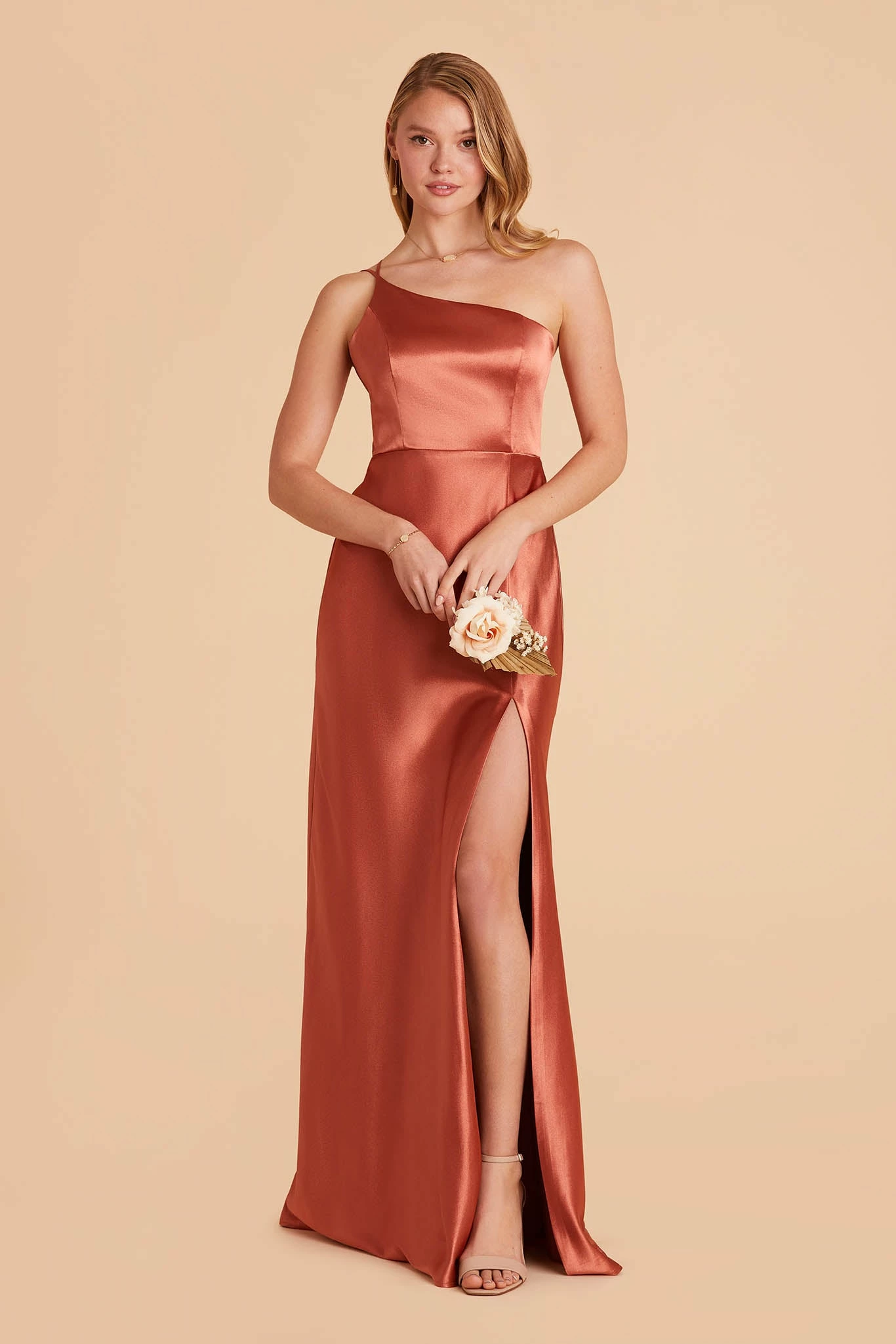 Kensie Shiny Satin Dress - Terracotta 5 Kensie Shiny Satin Dress - Terracotta - Image 5