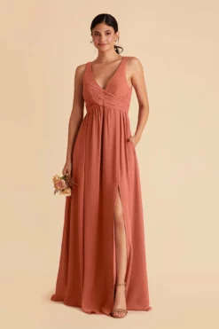 Laurie Empire Dress - Terracotta -US Skirt Sales 2024 terracotta laurie slit bridesmaid dress 03