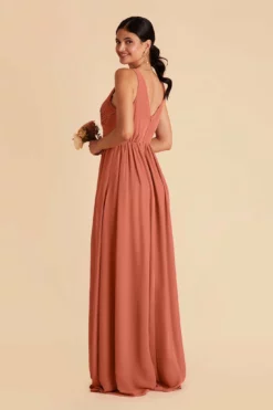 Laurie Empire Dress - Terracotta -US Skirt Sales 2024 terracotta laurie slit bridesmaid dress 04