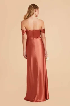 Mia Shiny Satin Convertible Dress - Terracotta -US Skirt Sales 2024 terracotta mia convertible satin bridesmaid dress 01
