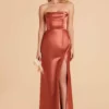 Mia Shiny Satin Convertible Dress - Terracotta