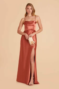 Mia Shiny Satin Convertible Dress - Terracotta -US Skirt Sales 2024 terracotta mia convertible satin bridesmaid dress 08