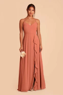 Theresa Chiffon Dress - Terracotta -US Skirt Sales 2024 terracotta theresa convertible slit bridesmaid dress 01