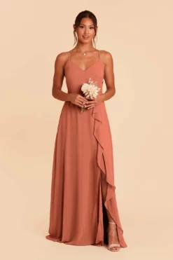 Theresa Chiffon Dress - Terracotta