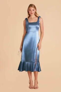 Eugenia Shiny Satin Convertible Midi Dress - Twilight -US Skirt Sales 2024 twilight eugenia convertible satin bridesmaid dress 02