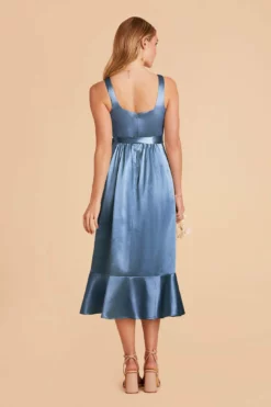 Eugenia Shiny Satin Convertible Midi Dress - Twilight -US Skirt Sales 2024 twilight eugenia convertible satin bridesmaid dress 05