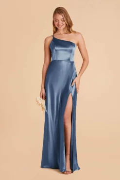 Kensie Shiny Satin Dress - Twilight -US Skirt Sales 2024 twilight kensie satin bridesmaid dress 03
