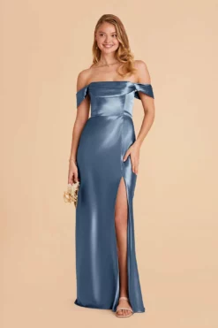 Mia Shiny Satin Convertible Dress - Twilight -US Skirt Sales 2024 twilight mia convertible satin bridesmaid dress 01