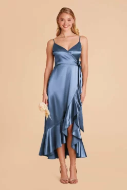 YC Shiny Satin Midi Dress - Twilight