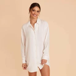 Eddie Sleepshirt - White -US Skirt Sales 2024 white eddie sleepshirt bridesmaid pajama 02