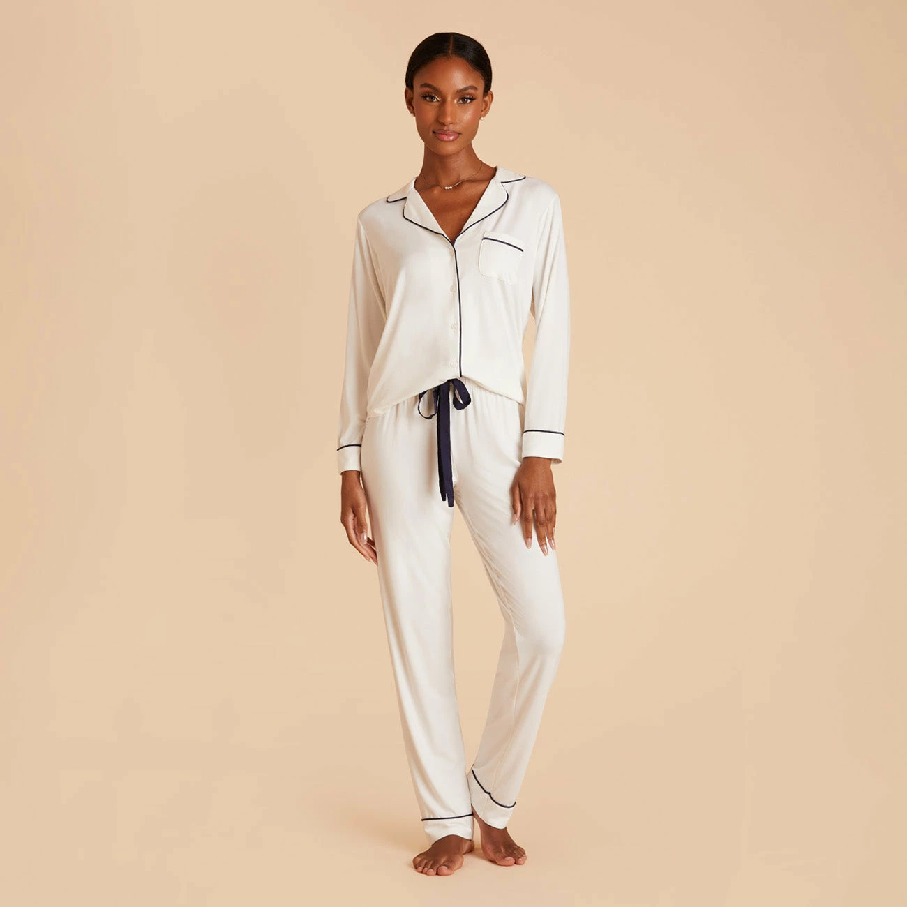 Jonny Long Sleeve Pajama And Pants Set - Ivory 3 Jonny Long Sleeve Pajama And Pants Set - Ivory - Image 3