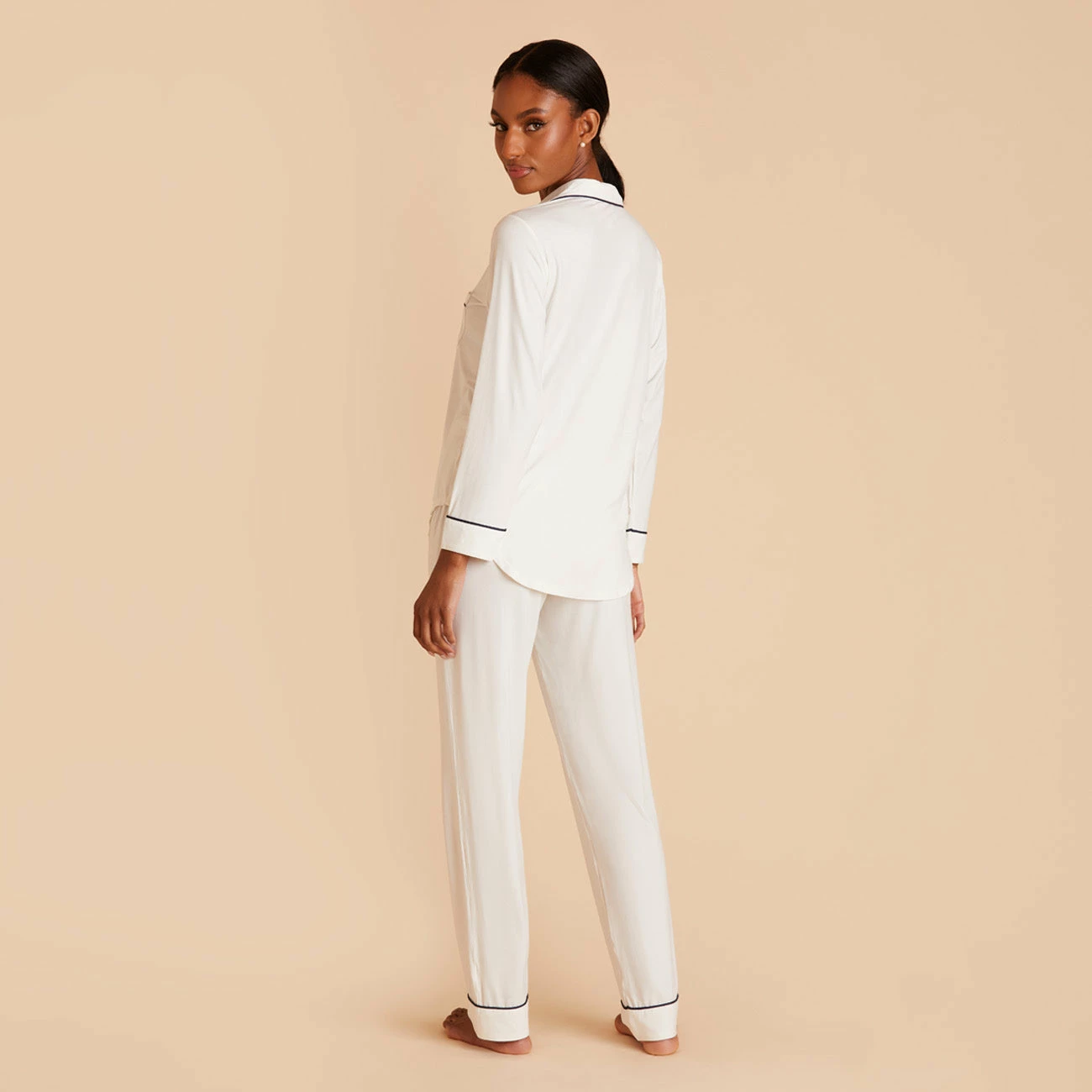 Jonny Long Sleeve Pajama And Pants Set - Ivory 2 Jonny Long Sleeve Pajama And Pants Set - Ivory - Image 2