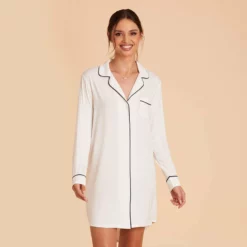 Kamryn Sleepshirt - White -US Skirt Sales 2024 white kamryn sleepshirt bridesmaid pajama 03